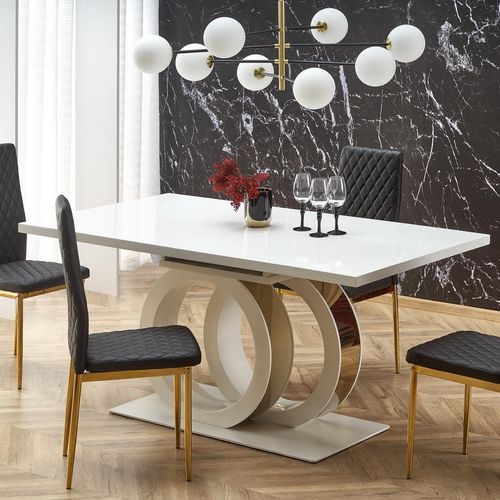 Table à Manger Extensible Blanc Laqué 160cm Goma
