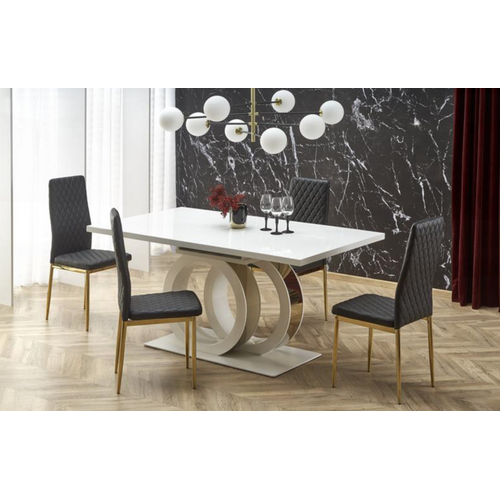 Table à Manger Extensible Blanc Laqué 160cm Goma