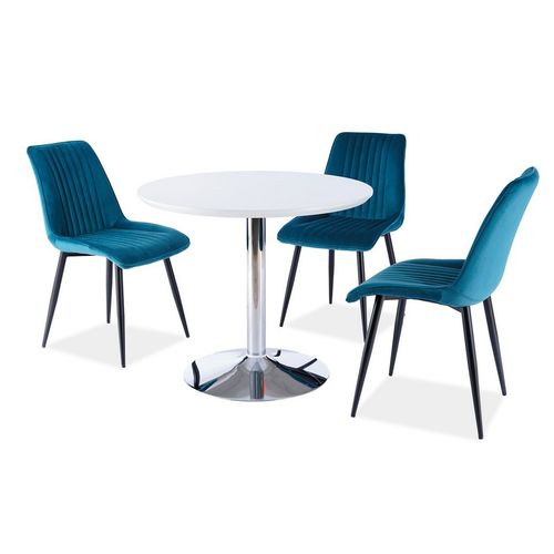 Chaise Design Métal Noir Et Velours Turquoise Libo