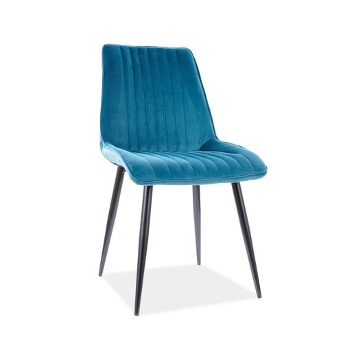 Chaise Design Métal Noir Et Velours Turquoise Libo