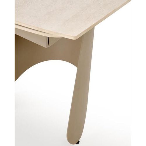 Table Design Extensible 180-260cm En Pierre Frittée Couleur Travertin Dask