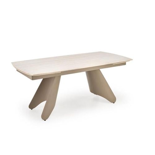 Table Design Extensible 180-260cm En Pierre Frittée Couleur Travertin Dask