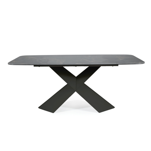 Table Design Extensible 180-260cm En Pierre Frittée Couleur Travertin Dask