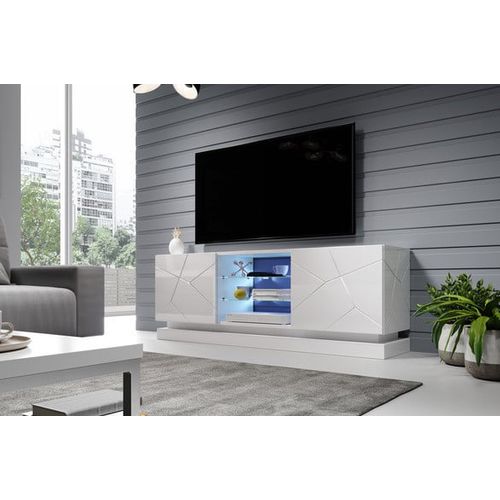 Meuble TV Blanc Design 160 Cm à LED Clost - Avec LED