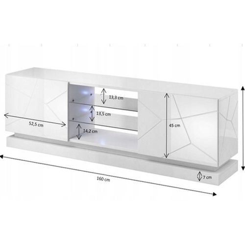 Meuble TV Blanc Design 160 Cm à LED Clost - Sans LED