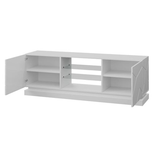 Meuble TV Blanc Design 160 Cm à LED Clost - Sans LED