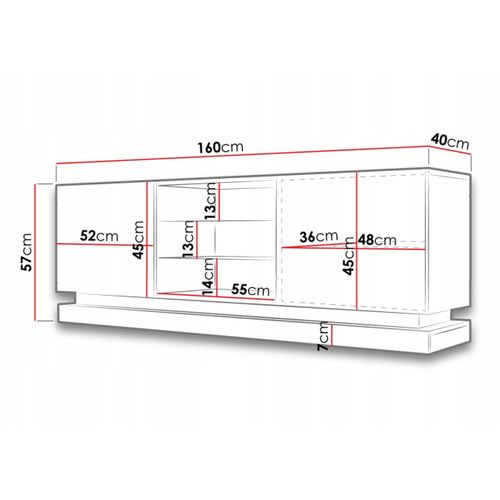 Meuble TV Blanc Design 160 Cm à LED Clost - Sans LED