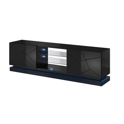 Meuble TV Noir Design 200 Cm à LED Clost - Sans LED