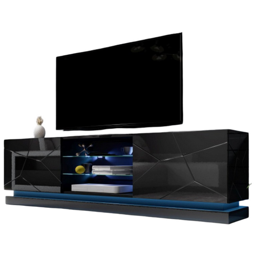 Meuble TV Noir Design 200 Cm à LED Clost - Sans LED