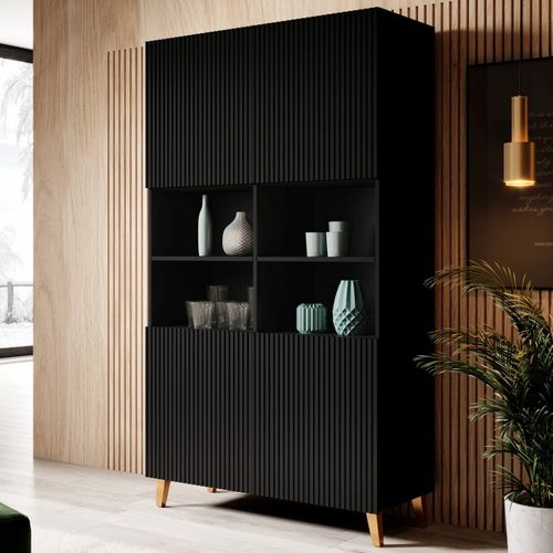Armoire Design Noir Mat 176 X 100cm Gustave - 4 Portes Supplémentaires