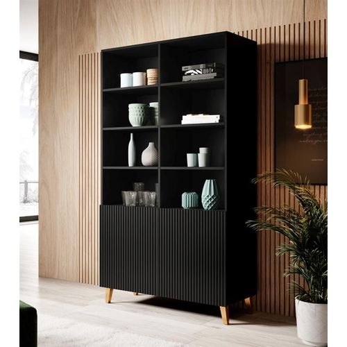 Armoire Design Noir Mat 176 X 100cm Gustave - 4 Portes Supplémentaires
