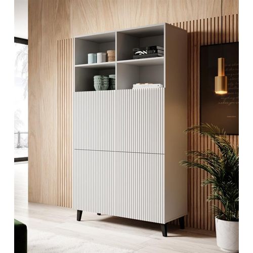 Armoire Design Blanc Mat 100 X 176 Cm Gustave - 4 Portes Supplémentaires