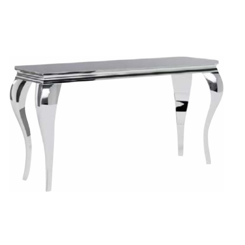 Console Baroque Métal et Verre Trempé Noir 120cm Bolti