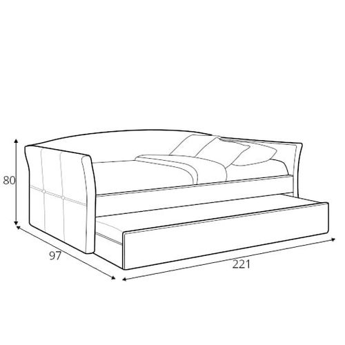 Lit Gigogne En Tissu Gris Avec Structure En Bois D'hévéa Sicile -