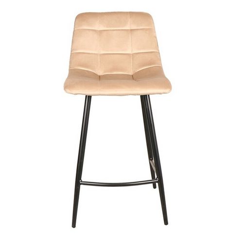 Chaise Haute Design Métal Noir Velours Beige Frigg