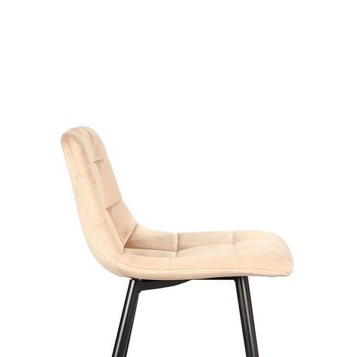 Chaise Haute Design Métal Noir Velours Beige Frigg