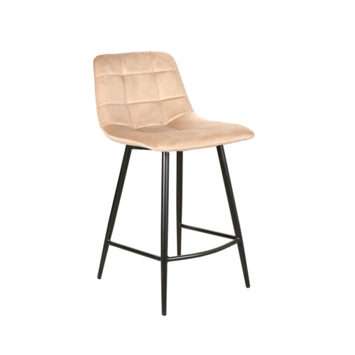 Chaise Haute Design Métal Noir Velours Beige Frigg