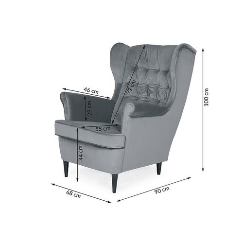 Fauteuil Bergère Capitonné En Velours Vert Jolt