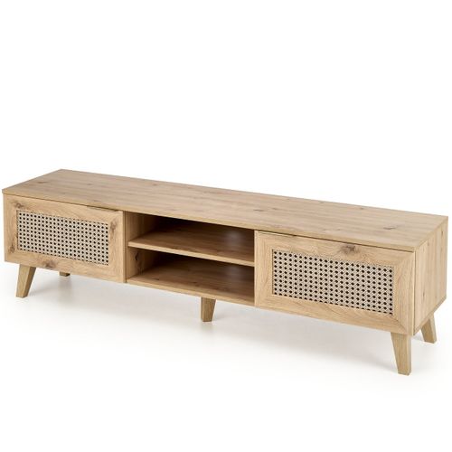 Meuble TV Aspect Chêne Naturel Et Rotin Kina