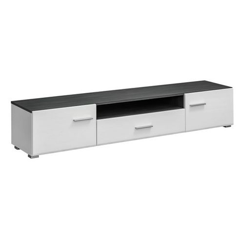 Ensemble TV Mural Noir Et Blanc Brillant Avec Éclairage LED Intégré Laika