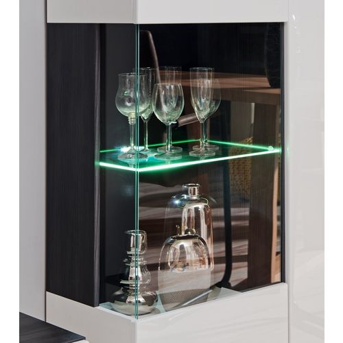 Ensemble TV Mural Noir Et Blanc Brillant Avec Éclairage LED Intégré Laika