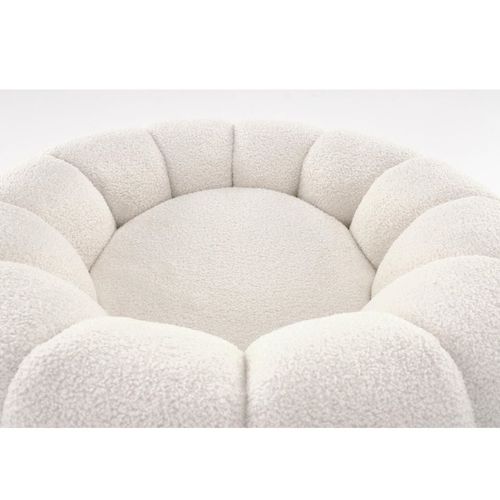 Fauteuil Rond Coquillage En Tissu Bouclette Crème Alix