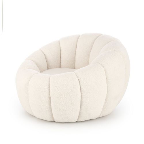 Fauteuil Rond Coquillage En Tissu Bouclette Crème Alix