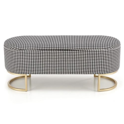 Bout De Lit En Tissu Pied De Poule Avec Coffre Et Pieds Dorés Lys