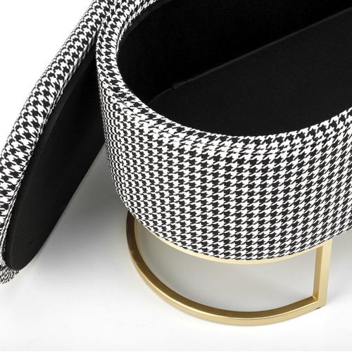 Bout De Lit En Tissu Pied De Poule Avec Coffre Et Pieds Dorés Lys