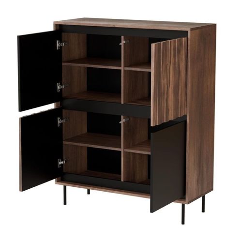 Buffet Haut Design Aspect Noyer Et Noir Mat Matty