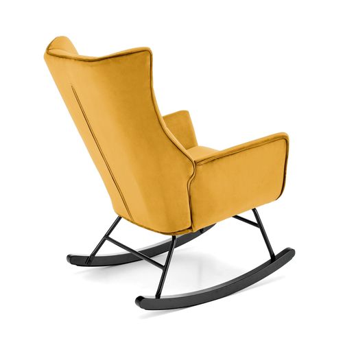 Rocking-chair Design En Velours Jaune Moutarde Avec Accoudoirs Market