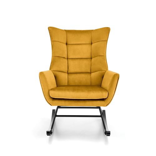 Rocking-chair Design En Velours Jaune Moutarde Avec Accoudoirs Market