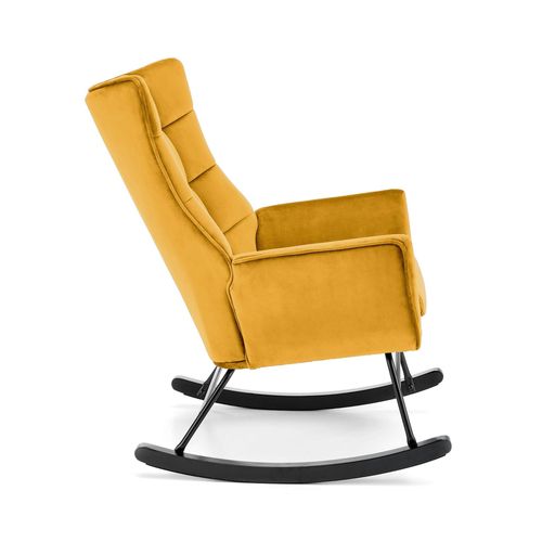 Rocking-chair Design En Velours Jaune Moutarde Avec Accoudoirs Market