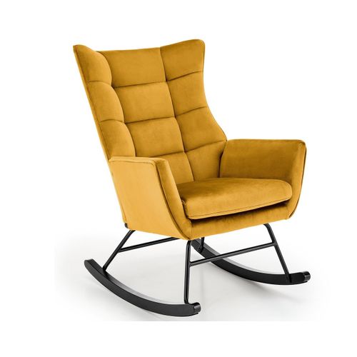 Rocking-chair Design En Velours Jaune Moutarde Avec Accoudoirs Market