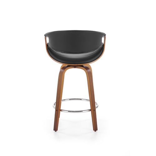 Chaise De Bar Design Plaqué Noyer Et Éco-cuir Noir Aster