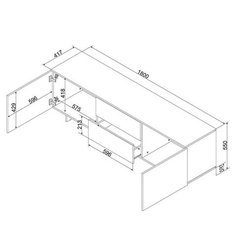 Meuble TV Beige 2 Portes 2 Tiroirs Jude