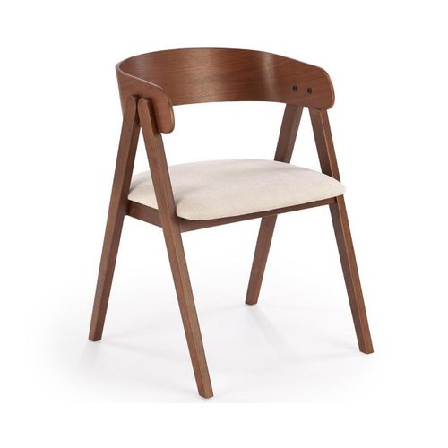 Chaise Design En Tissu Beige Avec Piètement En Bois Massif Clavel