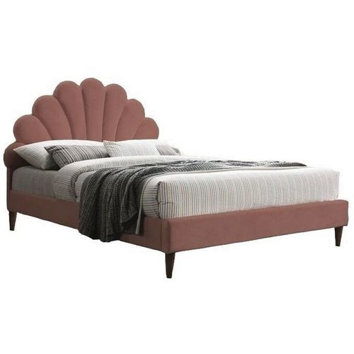 Lit Coquillage Velours Rose 160 X 200 Cm Sohan