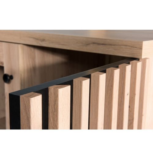 Meuble TV Aspect Chêne Avec Pieds En Métal Noir Hendall