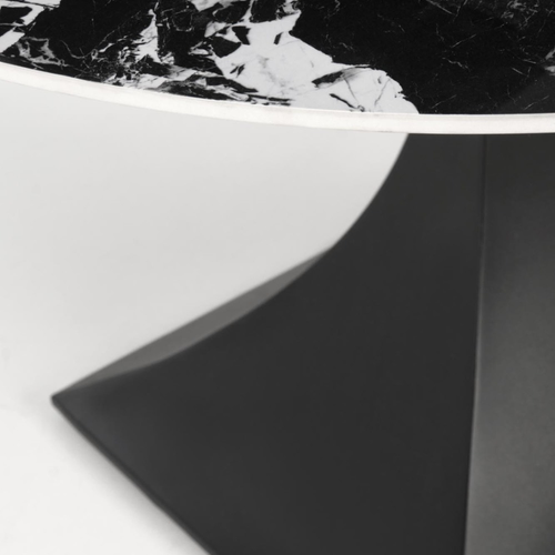 Table à Manger Ronde 120 Cm Marbre Noir Et Pieds Noir Lanuem