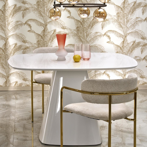 Table à Manger Carrée 120 Cm Laquée Blanc Brillant Flavio