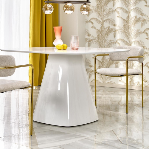 Table à Manger Carrée 120 Cm Laquée Blanc Brillant Flavio