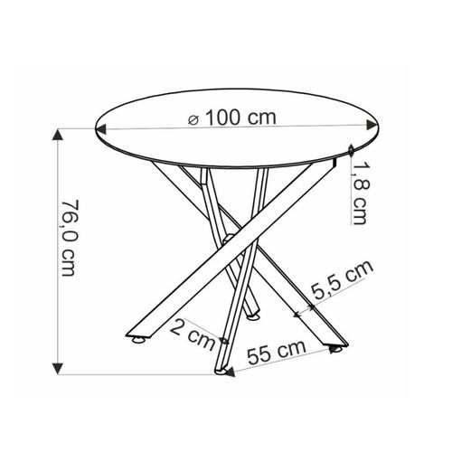 Table à Manger Ronde 100 Cm Plateau Marbre Blanc Et Pieds Noir Edgar 2