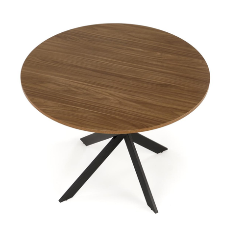 Table à Manger Ronde 100 Cm Plateau Noix Et Pieds Noir Edgar