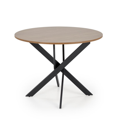 Table à Manger Ronde 100 Cm Plateau Noix Et Pieds Noir Edgar