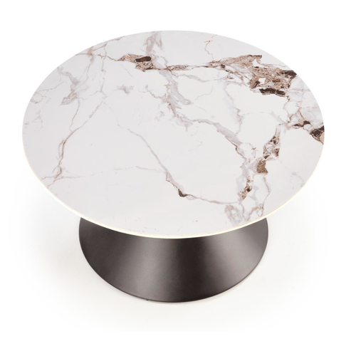 Table Basse Ronde 80 Cm Marbre Noir Et Blanc Elyse