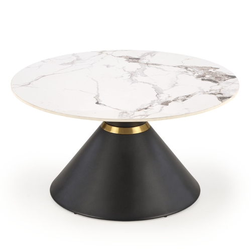 Table Basse Ronde 80 Cm Marbre Noir Et Blanc Elyse