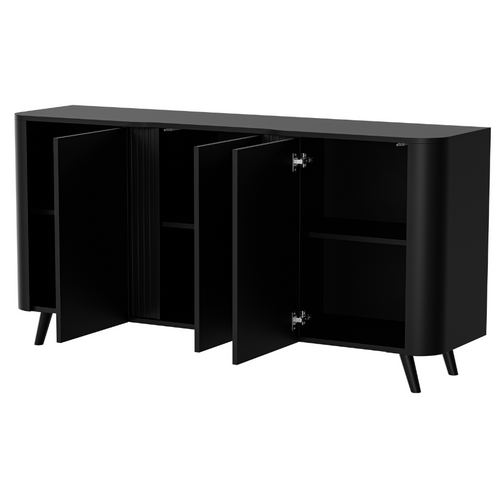 Buffet Design Noir Mat Arrondi - 3 Portes - 150cm Viali