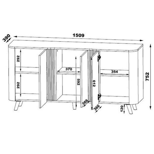 Buffet Beige - 3 Portes - 150cm Viali