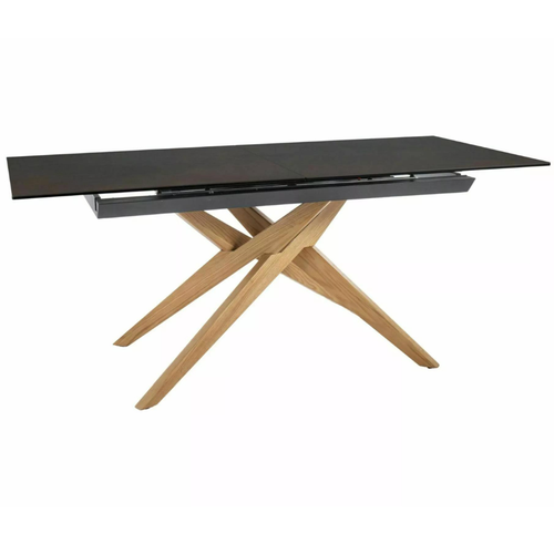 Table Design Céramique Bronze - 180/230 Cm - Pieds Bois - Viani